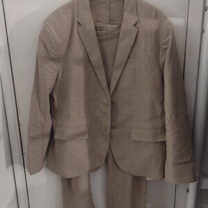 Old Navy Linen-Blend Suit, XL Jacket & 40WX30L Chinos, Light Khaki